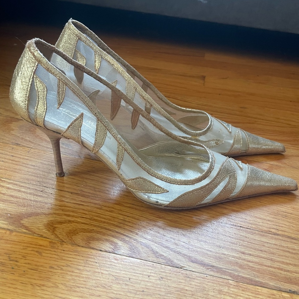 Chic Gold mesh Women's Heels